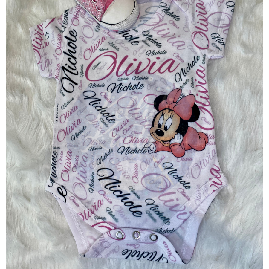 All Over Name Print Onesie