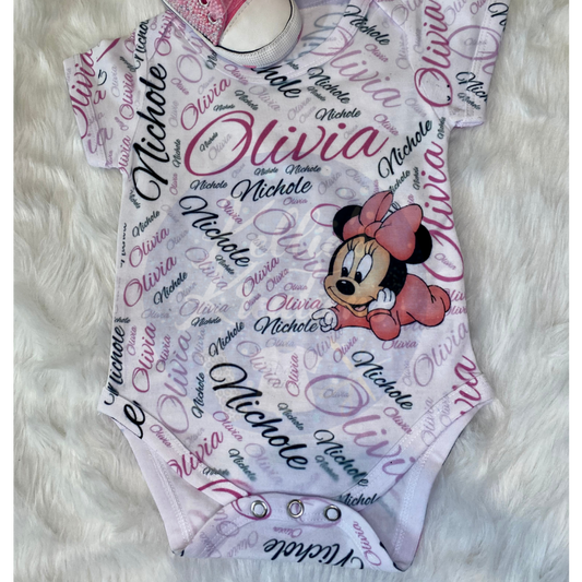 All Over Name Print Onesie