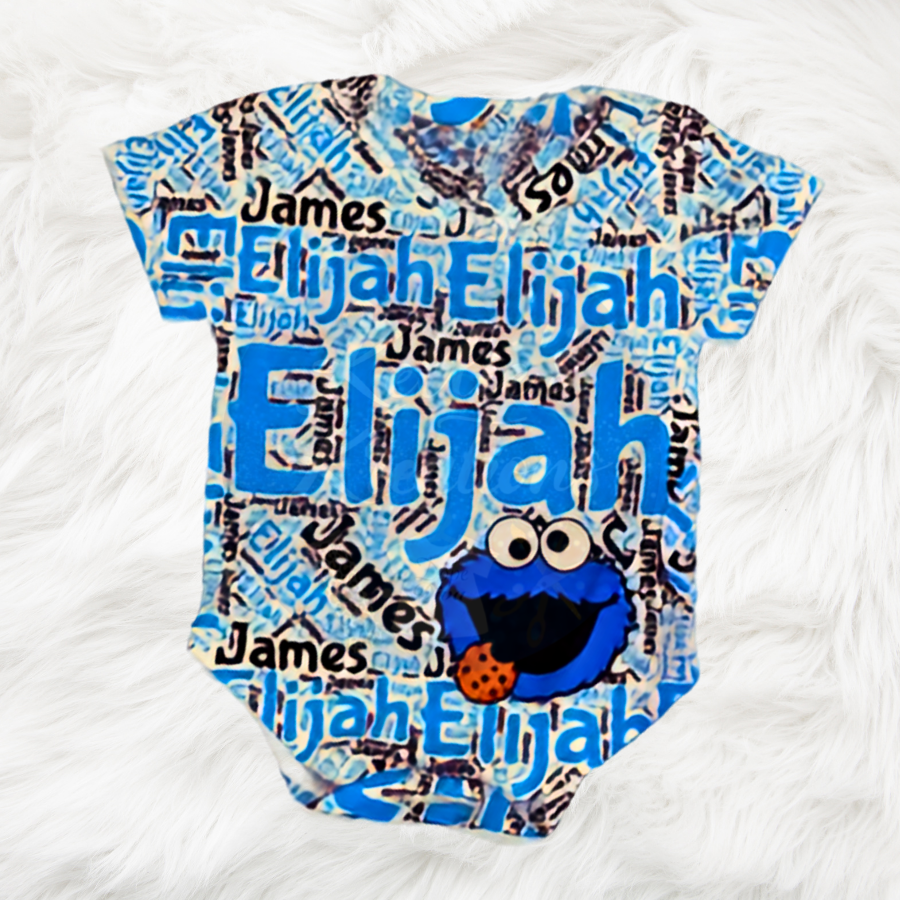 All Over Name Print Onesie