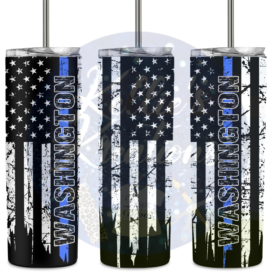 Thin Blue Line Distressed Tumbler