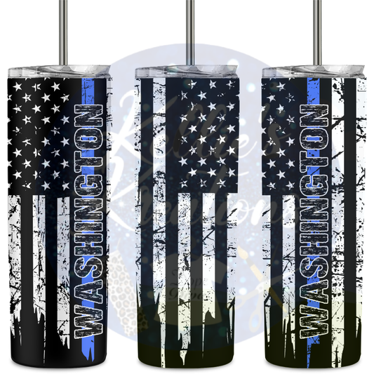 Thin Blue Line Distressed Tumbler